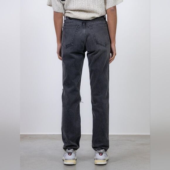 Re/Done 70's High Rise Straight Leg Distressed Denim Jeans In Black Size 27 NWT - Picture 8 of 16